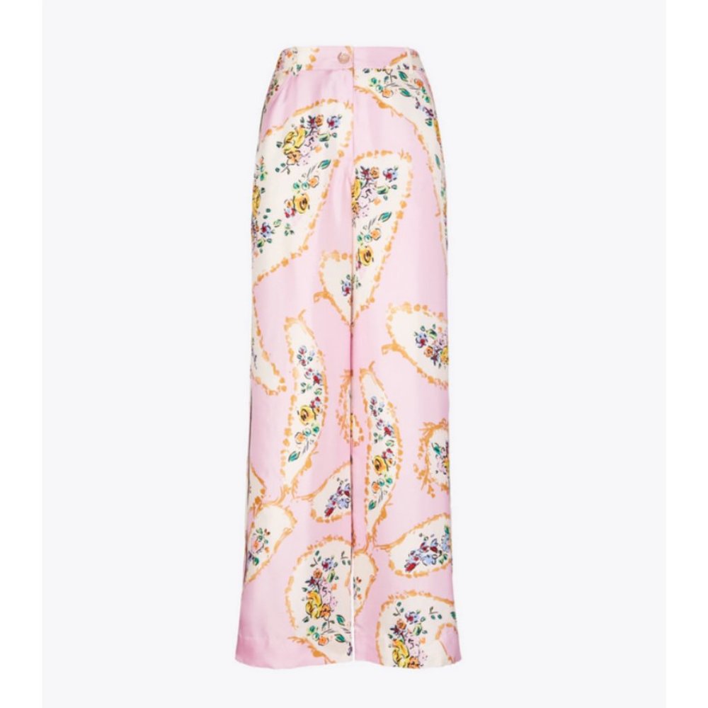 NEW Tory Burch Size 6 Women's Silk Cargo Pant Pink Porcelain Floral